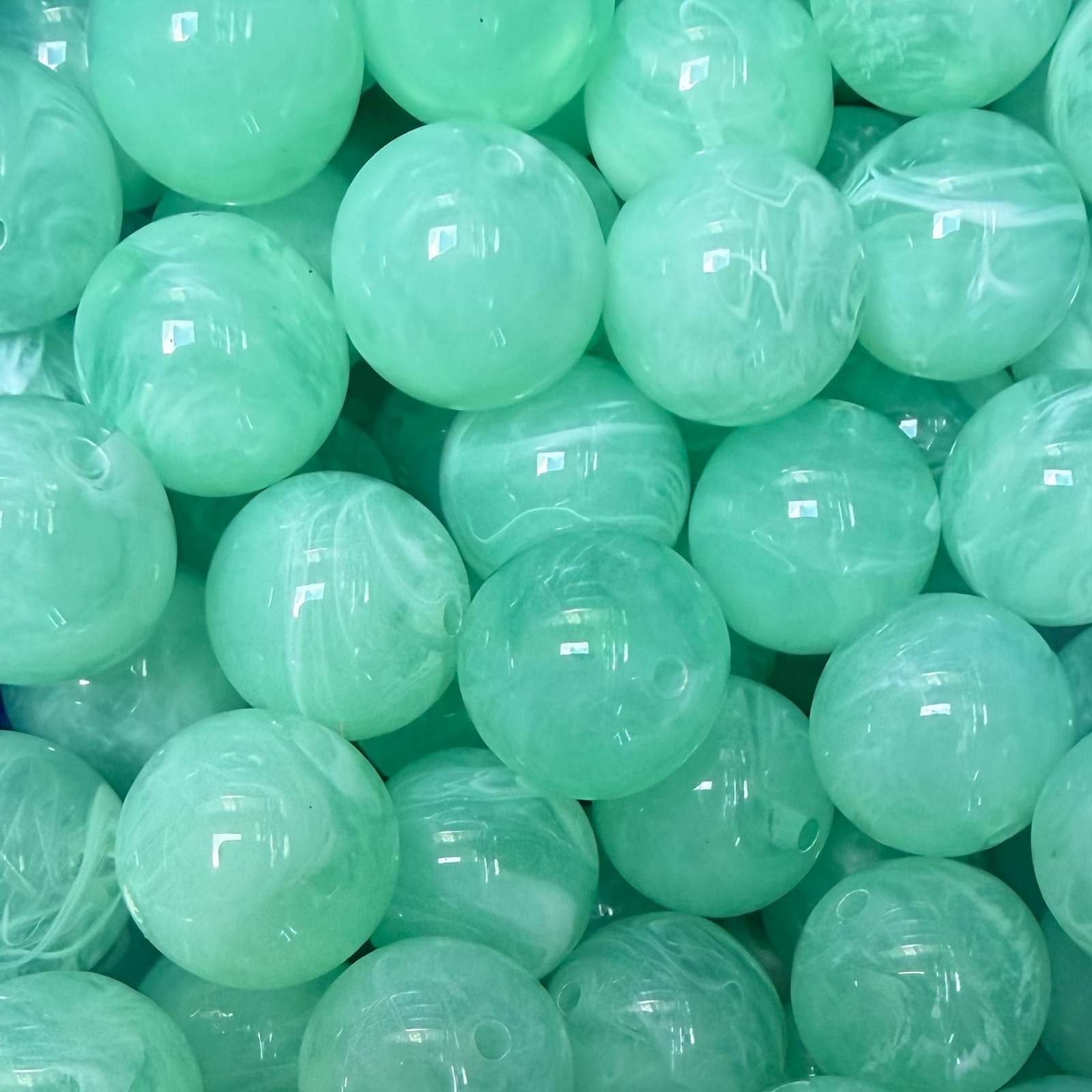 Acrylkralen Marmer Rond Aquamarijn Groen 16mm - per stuk-Kralen-Kraaltjes van Renate