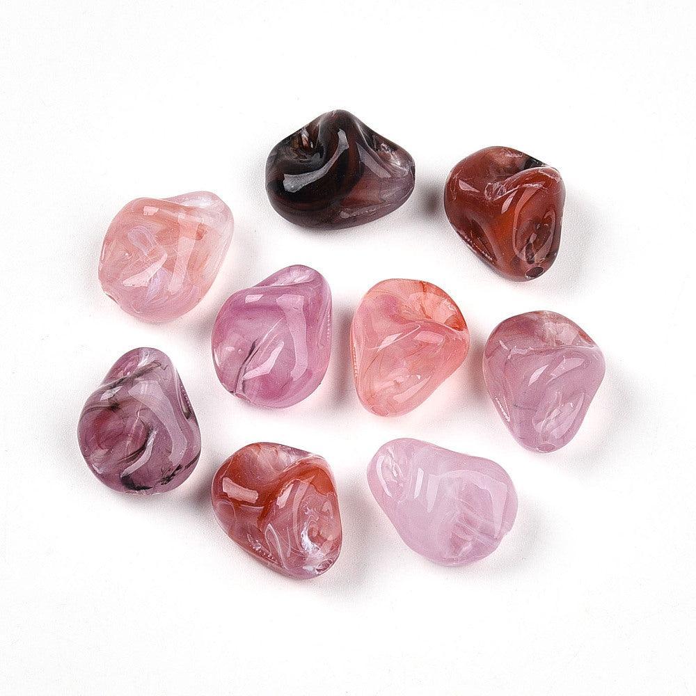 Acrylkralen Nugget Flamingo Roze / Lila 16mm - per 6 stuks-Kralen-Kraaltjes van Renate