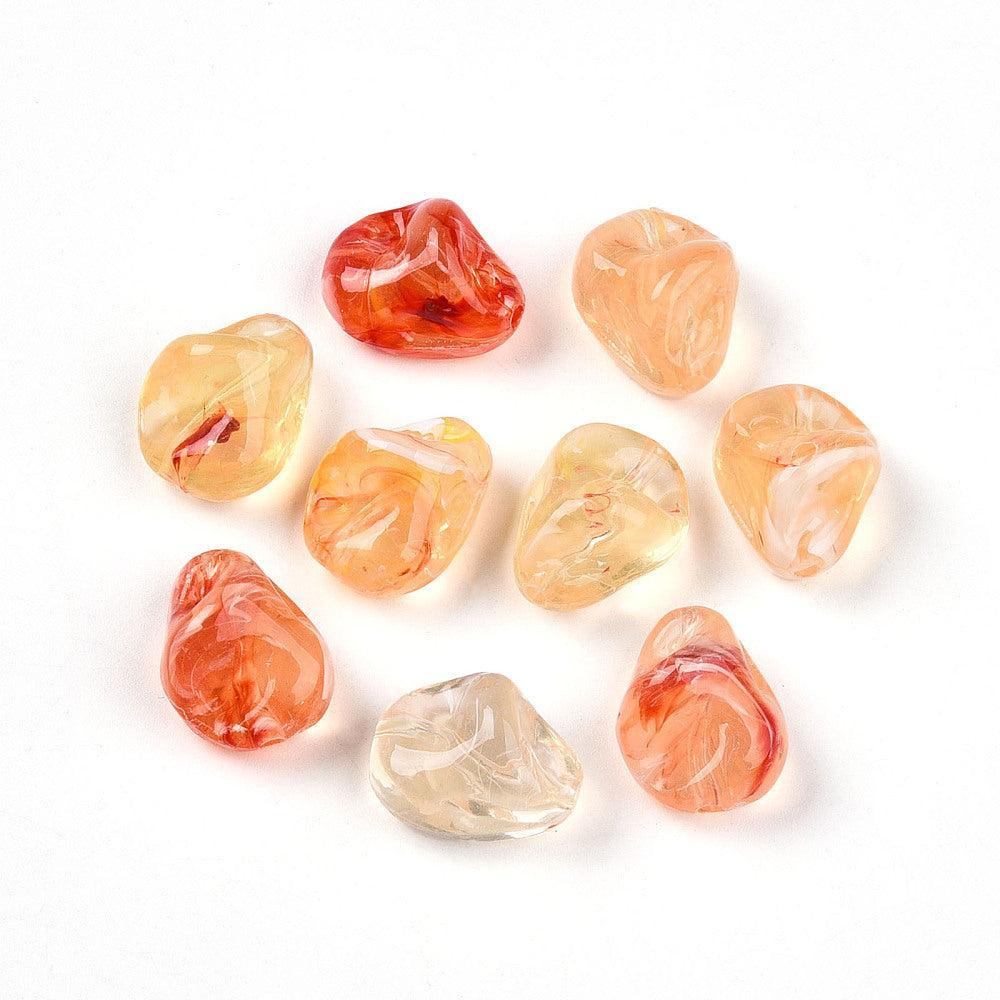 Acrylkralen Nugget Peach Oranje 16mm - per 6 stuks-Kralen-Kraaltjes van Renate