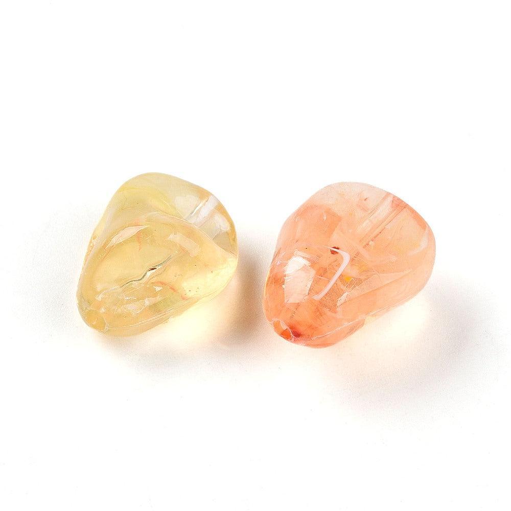 Acrylkralen Tweekleur Nugget Donker Oranje 16mm - per 6 stuks kopie-Kralen-Kraaltjes van Renate