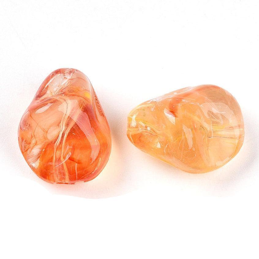 Acrylkralen Tweekleur Nugget Donker Oranje 16mm - per 6 stuks kopie-Kralen-Kraaltjes van Renate