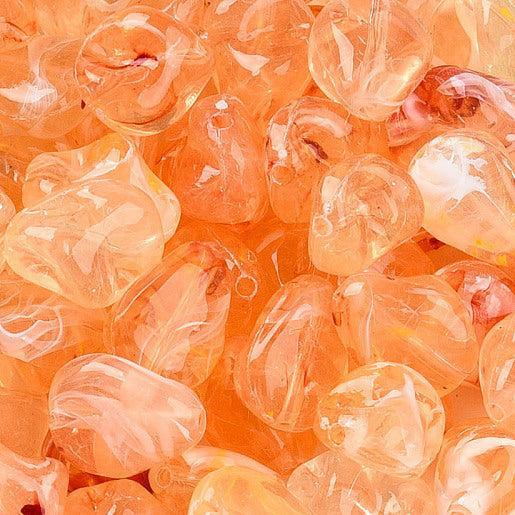 Acrylkralen Nugget Peach Oranje 16mm - per 6 stuks-Kralen-Kraaltjes van Renate