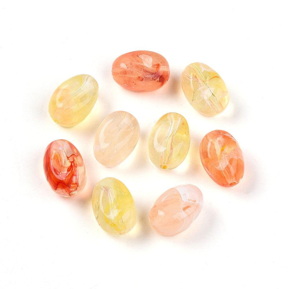Acrylkralen Ovaal Honey Gold / Peach 14mm - per 8 stuks kopie-Kralen-Kraaltjes van Renate