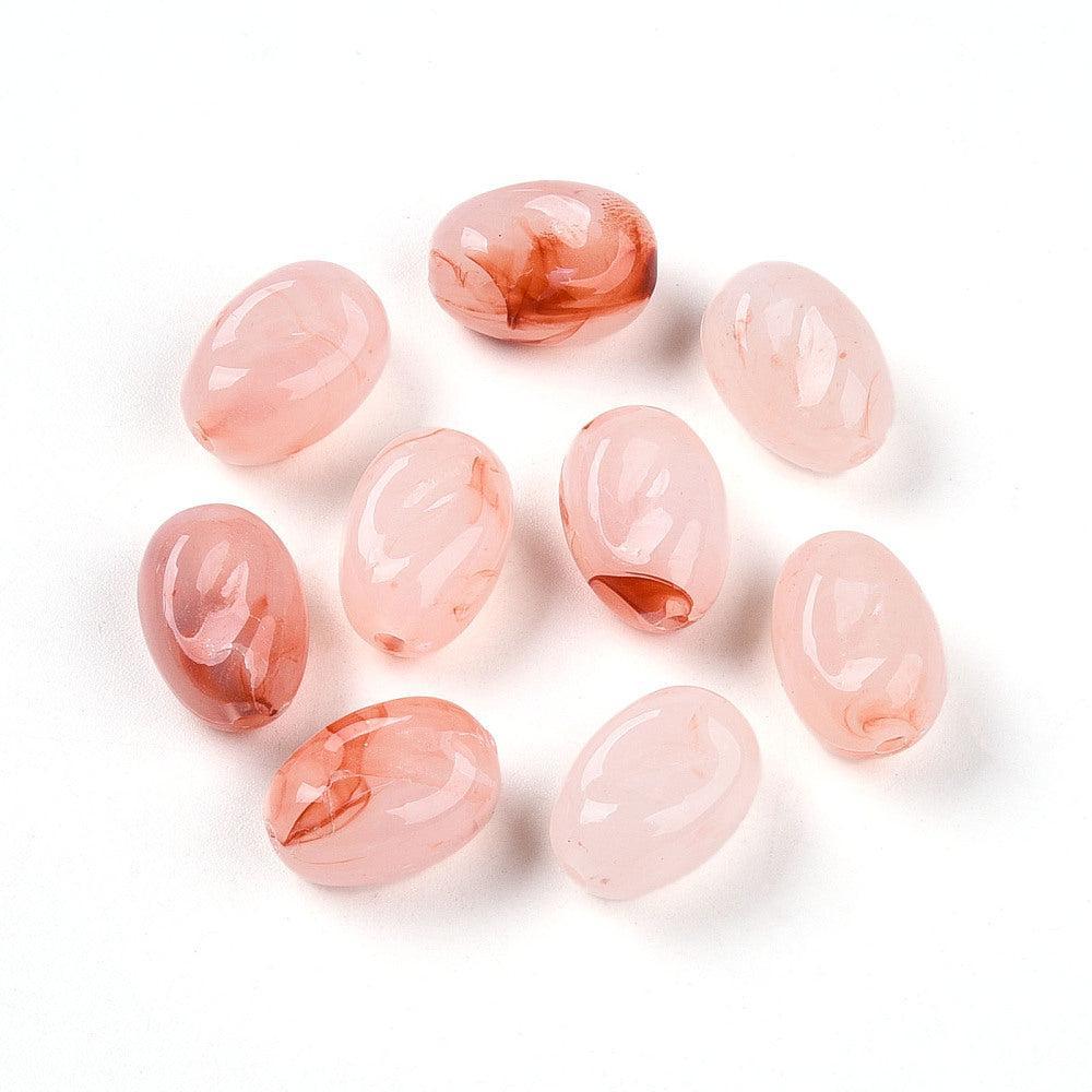 Acrylkralen Ovaal Zalm 14mm - per 8 stuks-Kralen-Kraaltjes van Renate