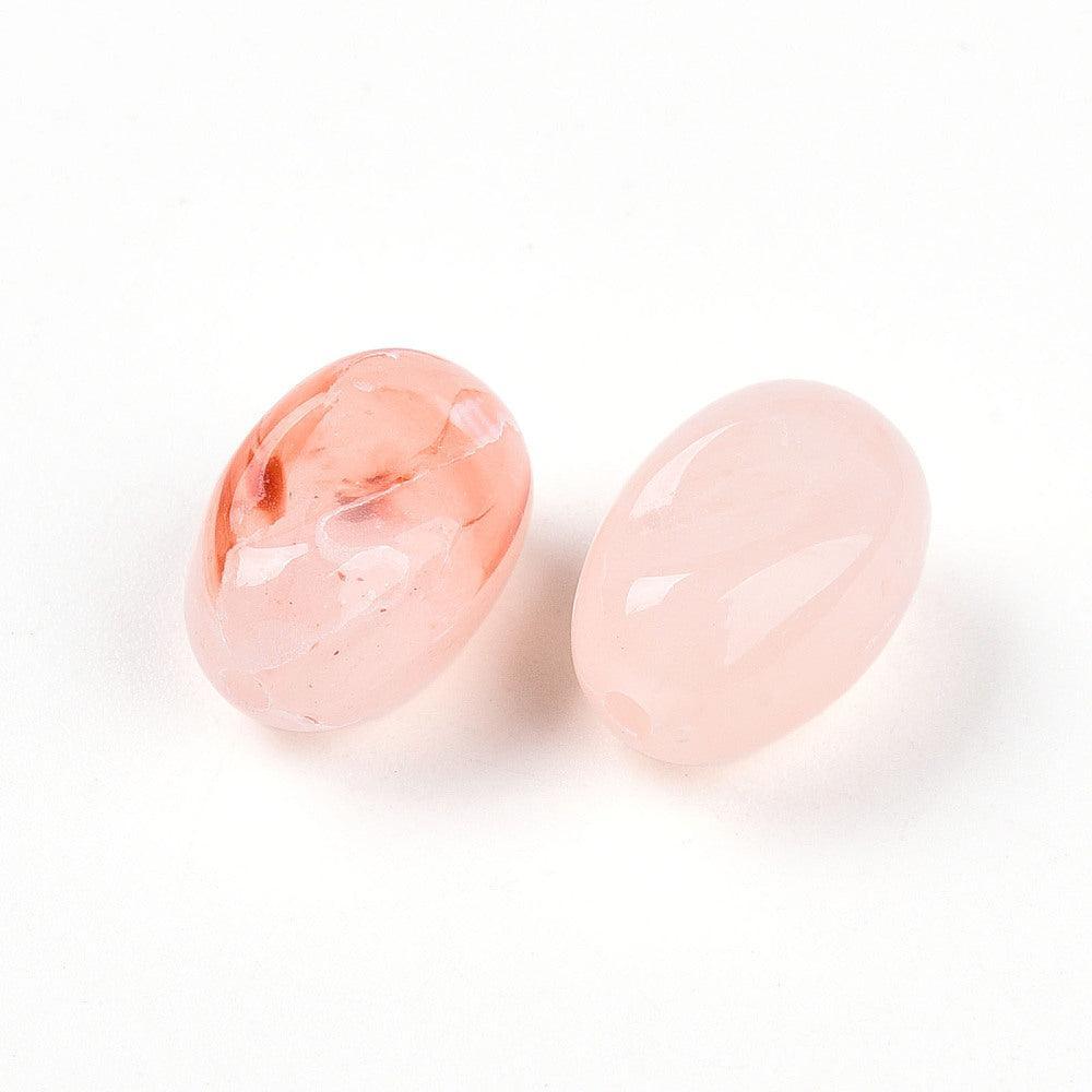 Acrylkralen Tweekleur Ovaal Zalm 14mm - 8 stuks-Kralen-Kraaltjes van Renate