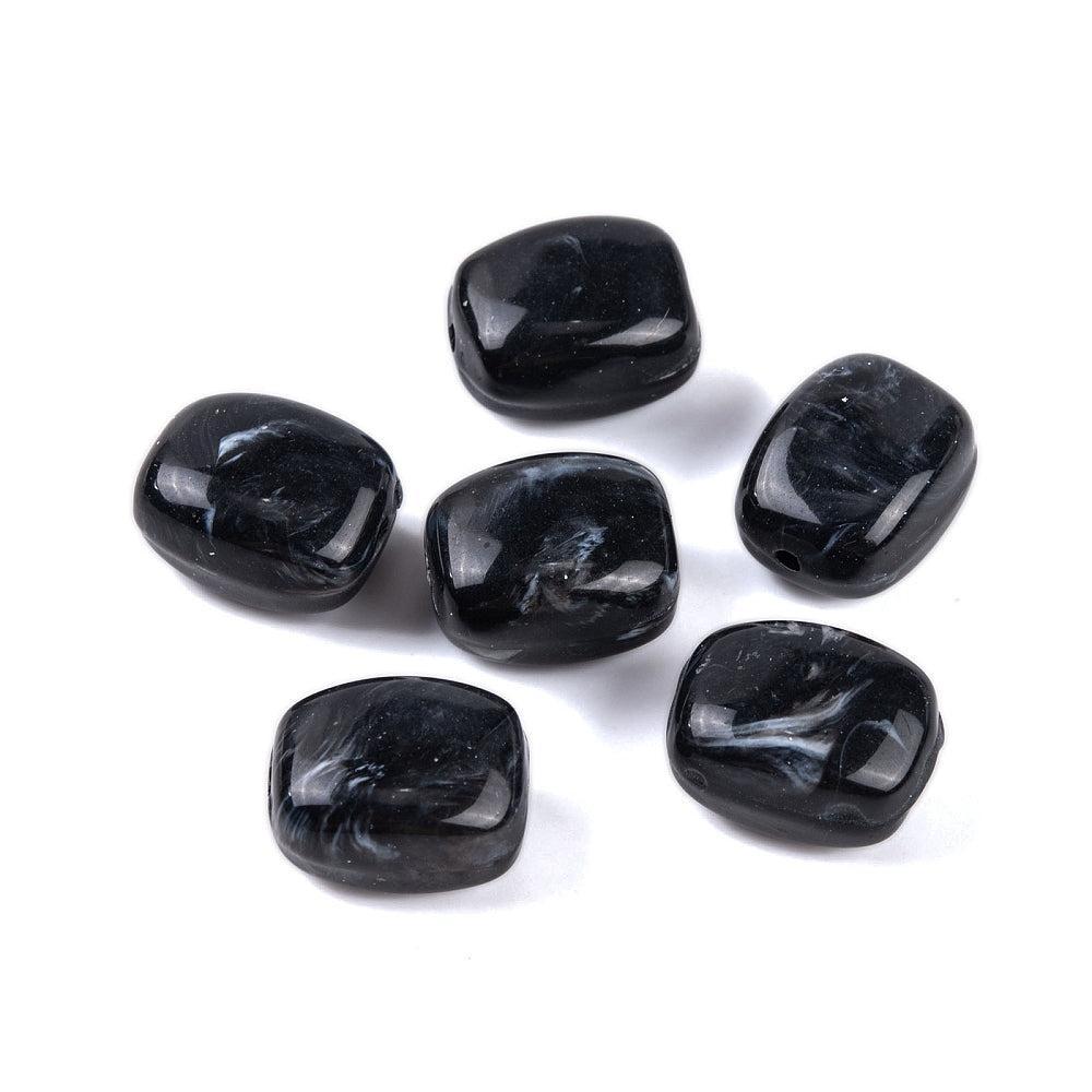 Acrylkralen Rechthoek Zwart 13mm - 8 stuks-Kralen-Kraaltjes van Renate