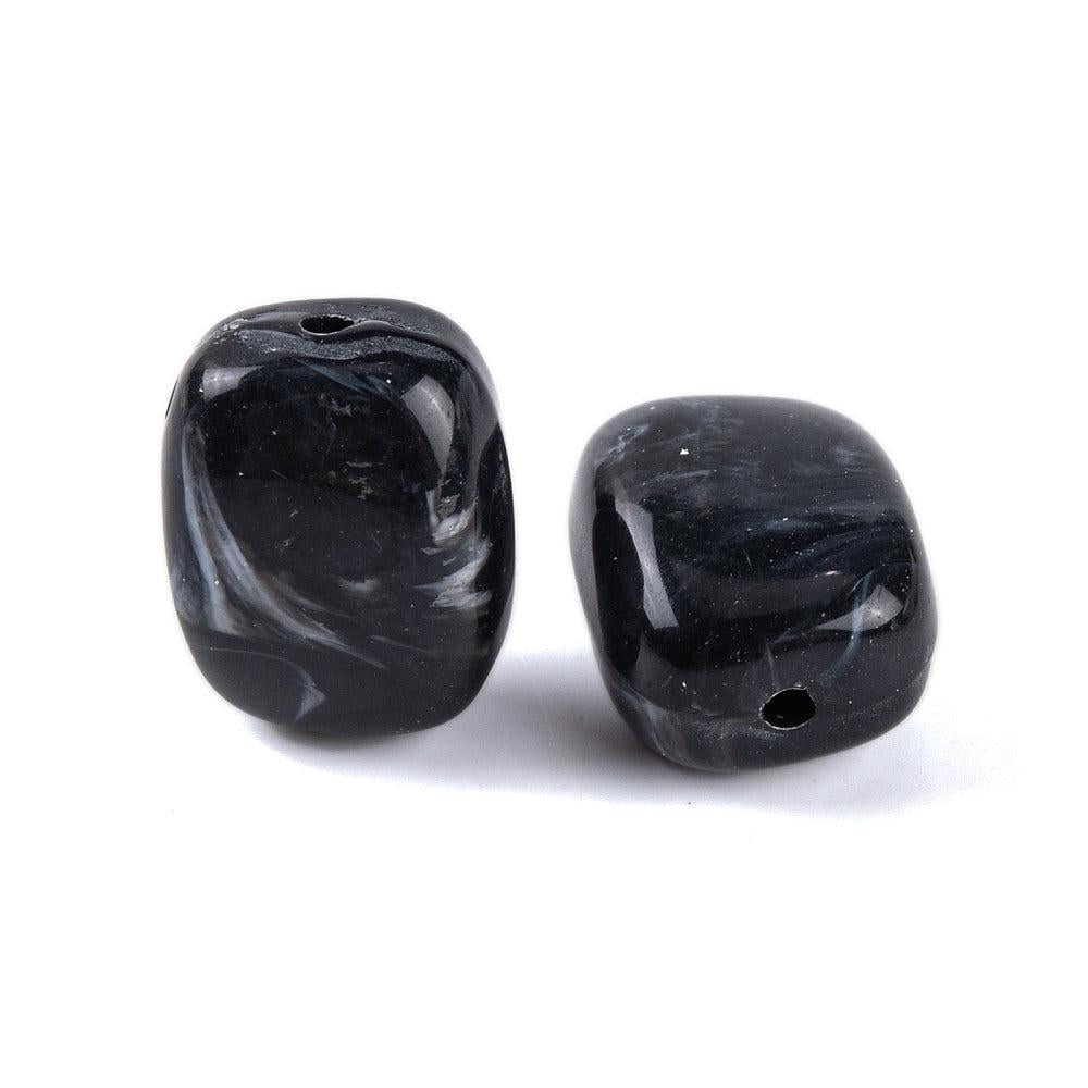 Acrylkralen Rechthoek Zwart 13mm - 8 stuks-Kralen-Kraaltjes van Renate