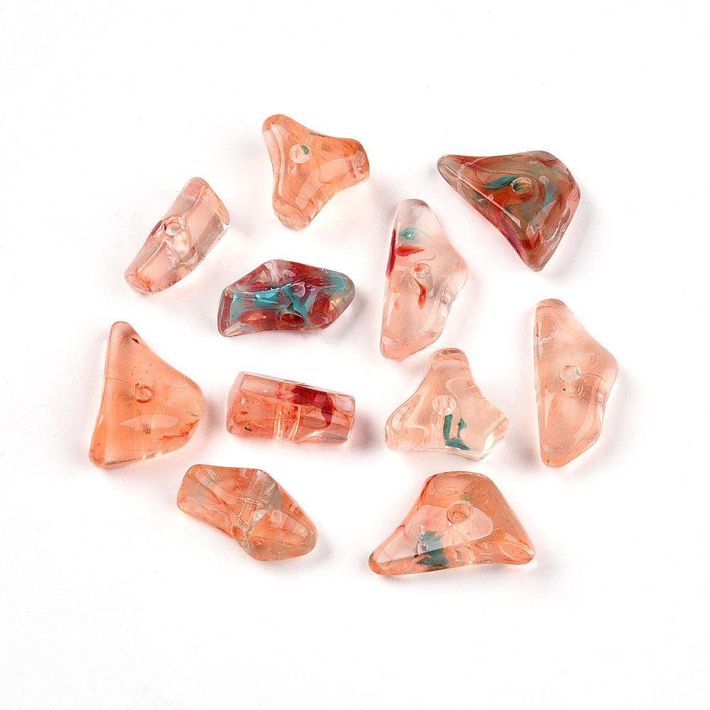 Acrylkralen Tweekleur Nugget Koraalrood 16mm - 10 stuks-Kralen-Kraaltjes van Renate