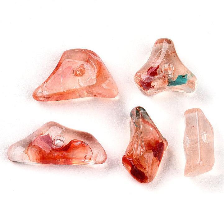 Acrylkralen Tweekleur Nugget Koraalrood 16mm - 10 stuks-Kralen-Kraaltjes van Renate