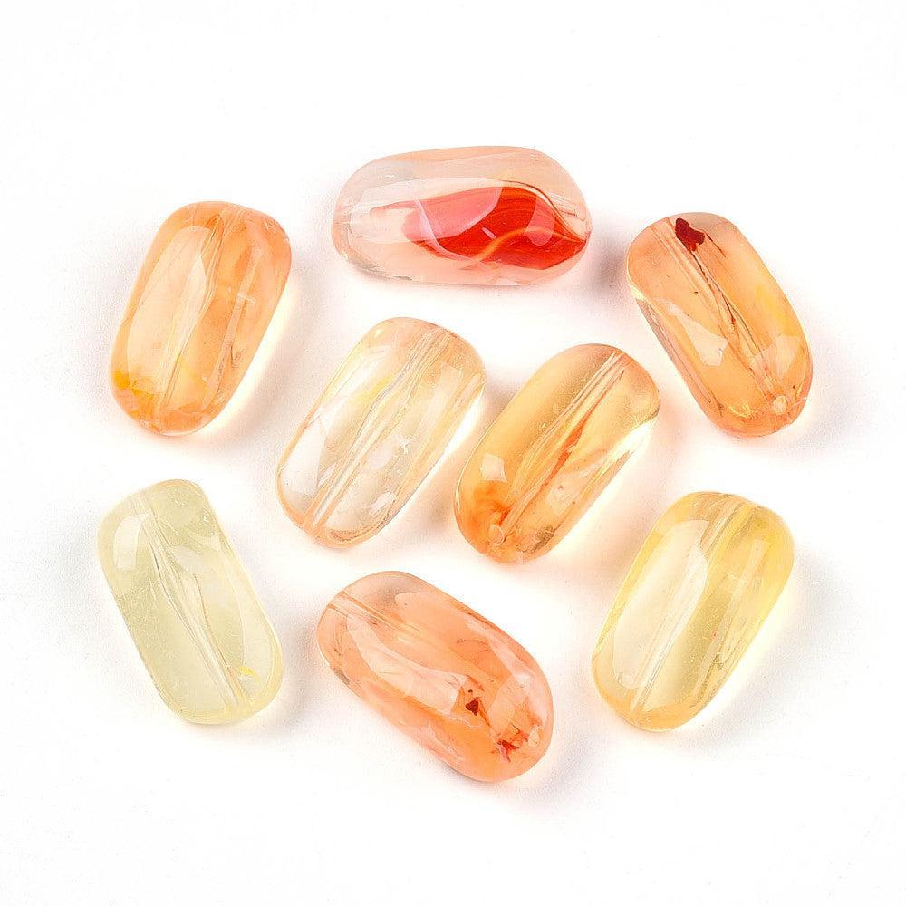 Acrylkralen Tweekleur Rechthoek Honey Gold 23mm - per stuk-Kralen-Kraaltjes van Renate