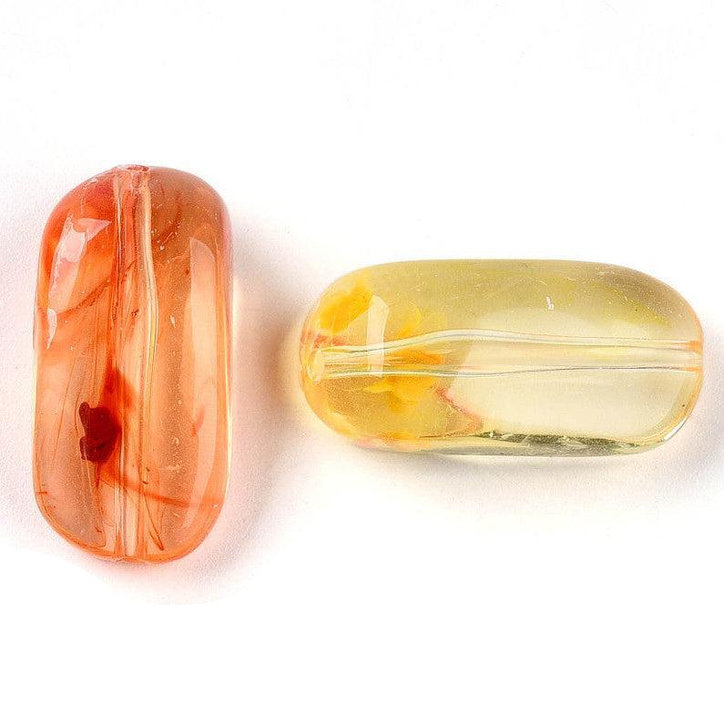 Acrylkralen Tweekleur Rechthoek Honey Gold 23mm - per stuk-Kralen-Kraaltjes van Renate