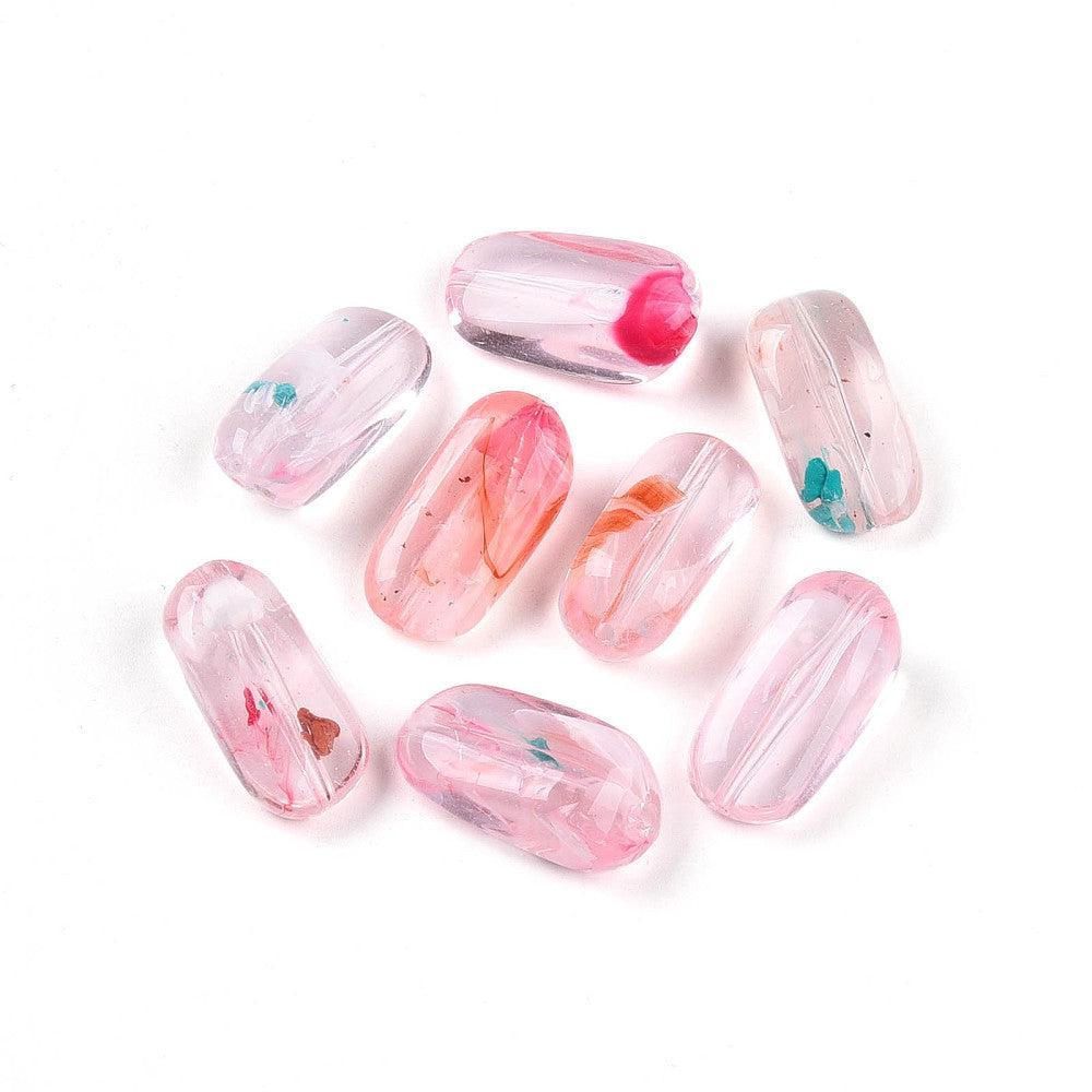 Acrylkralen Tweekleur Rechthoek Roze 23mm - per stuk-Kralen-Kraaltjes van Renate