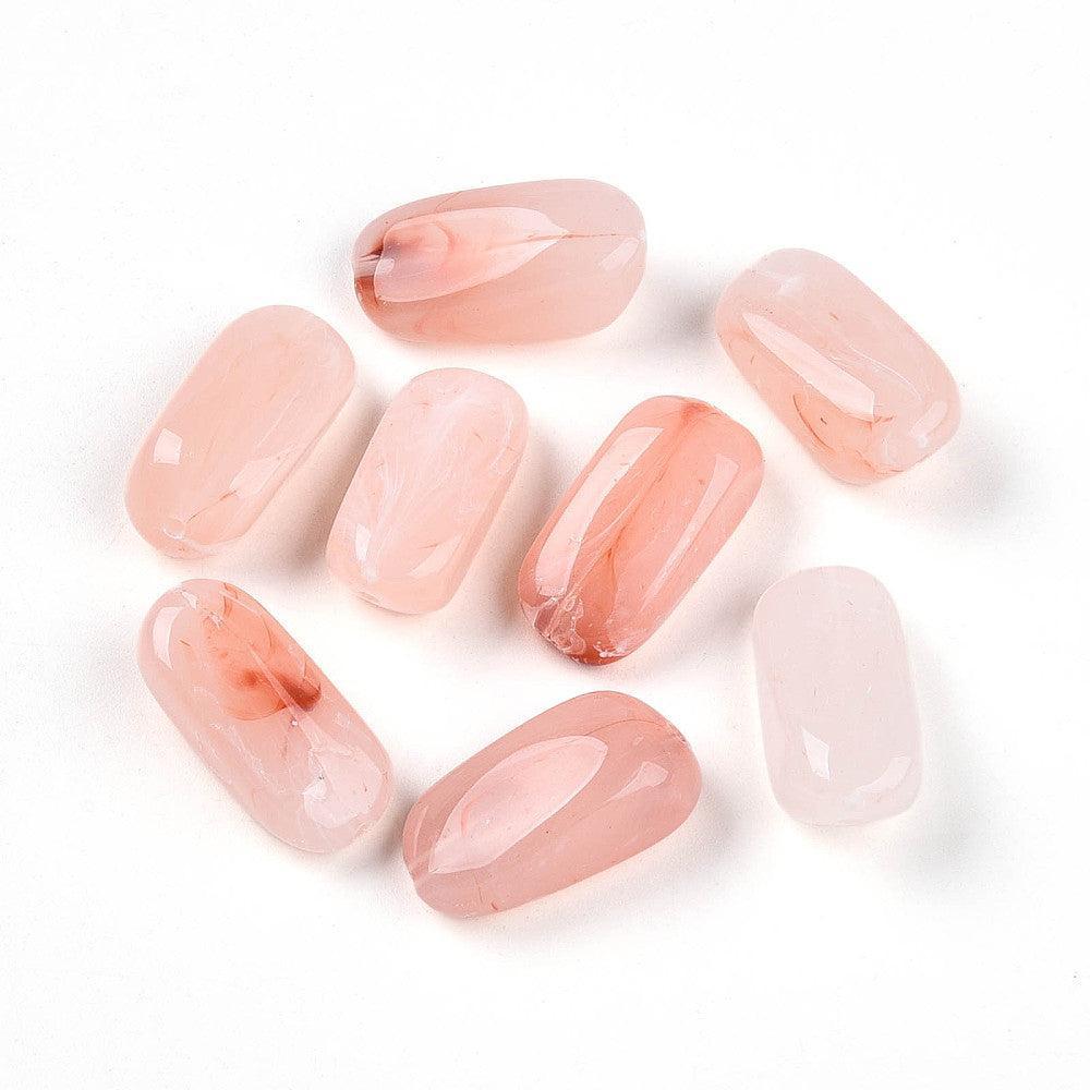 Acrylkralen Tweekleur Rechthoek Zalm 23mm - per stuk-Kralen-Kraaltjes van Renate