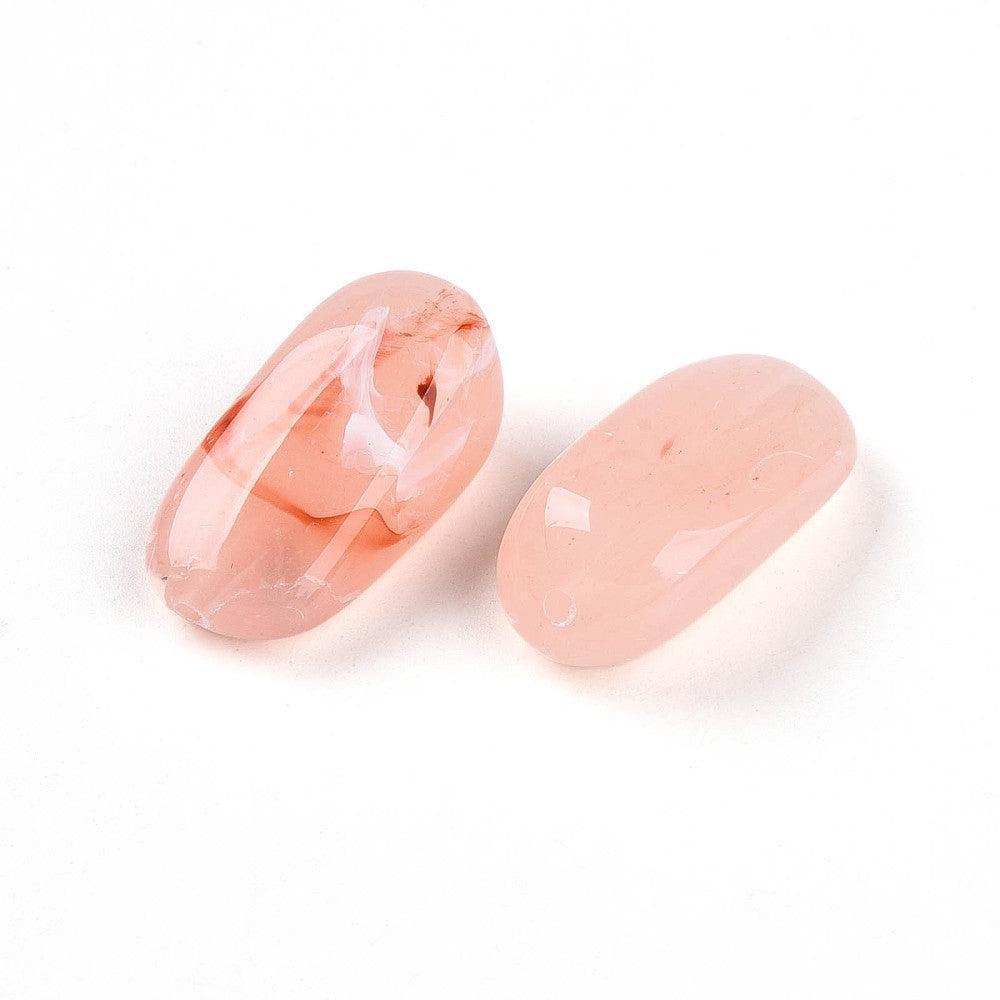 Acrylkralen Tweekleur Rechthoek Zalm 23mm - per stuk-Kralen-Kraaltjes van Renate