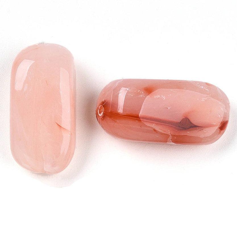 Acrylkralen Tweekleur Rechthoek Zalm 23mm - per stuk-Kralen-Kraaltjes van Renate