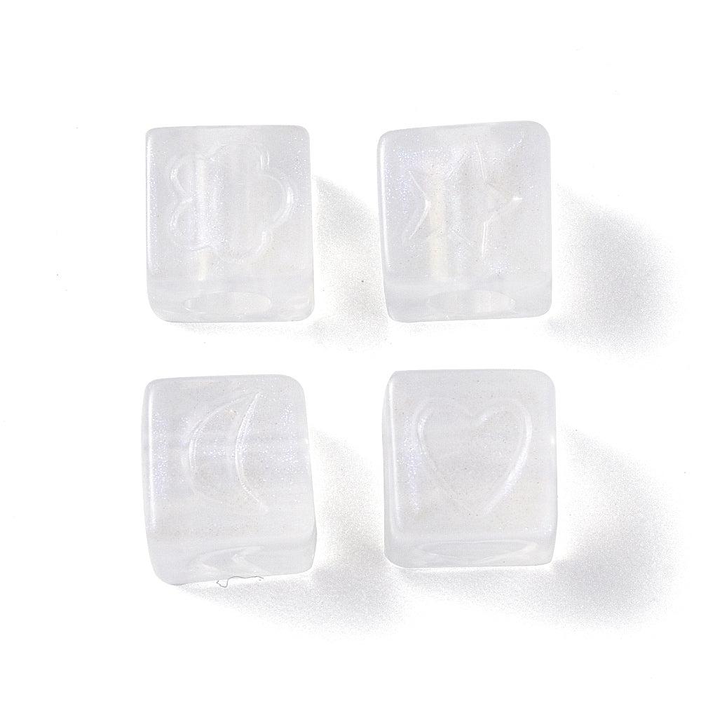 Acrylkralen cube transparant glitter figuurtjes 7mm- per 10-Kralen-Kraaltjes van Renate