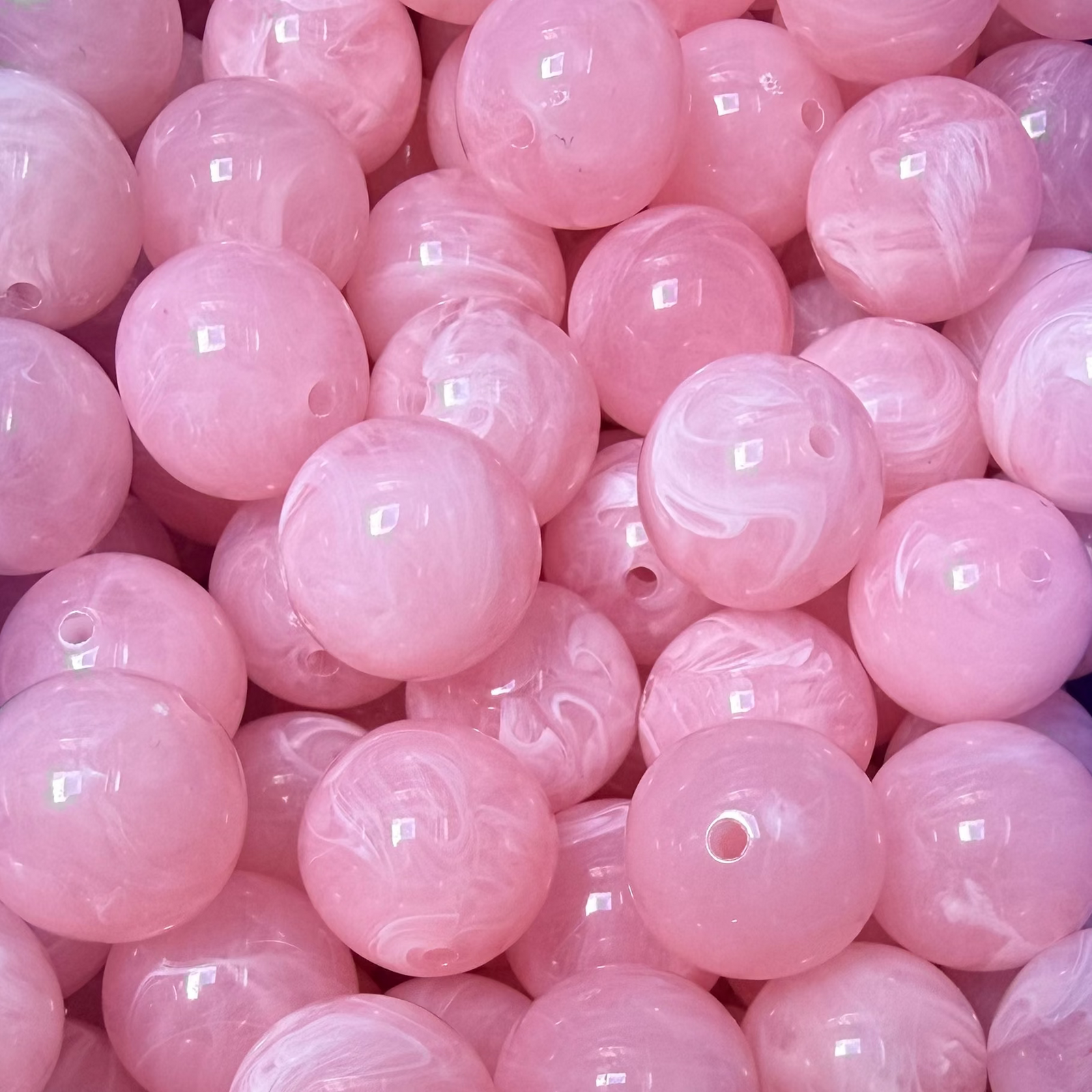 Acrylkralen marmer Rond Parelroze 16mm - per stuk-Kralen-Kraaltjes van Renate