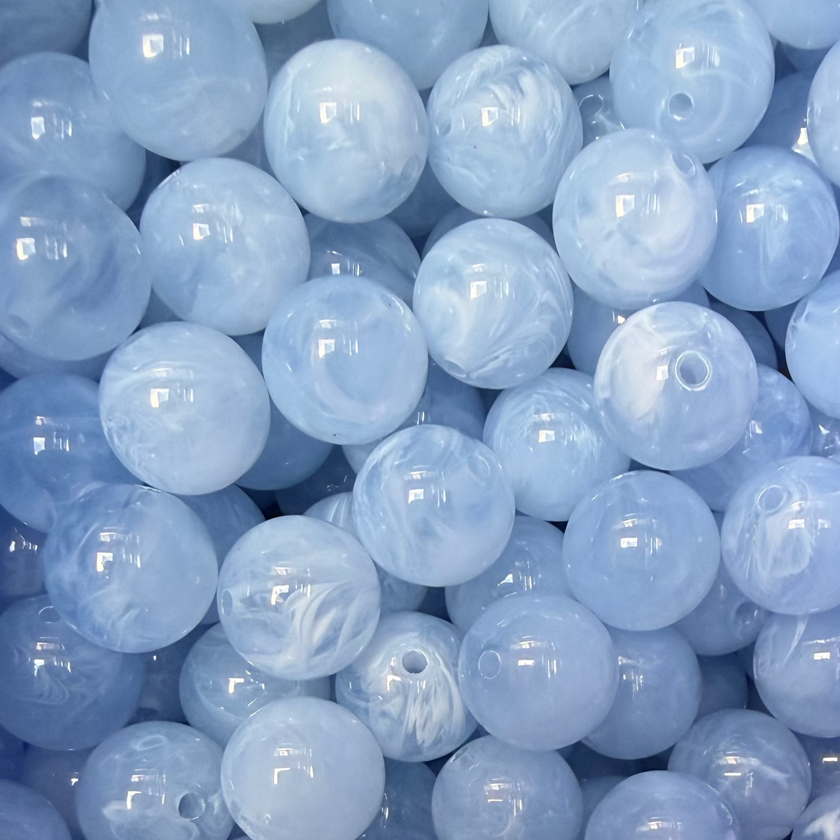 Acrylkralen marmer Rond Sky Blue 16mm - per stuk-Kralen-Kraaltjes van Renate
