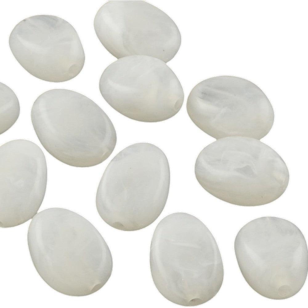 Acrylkralen ovaal Wit 18mm - per stuk-Kralen-Kraaltjes van Renate