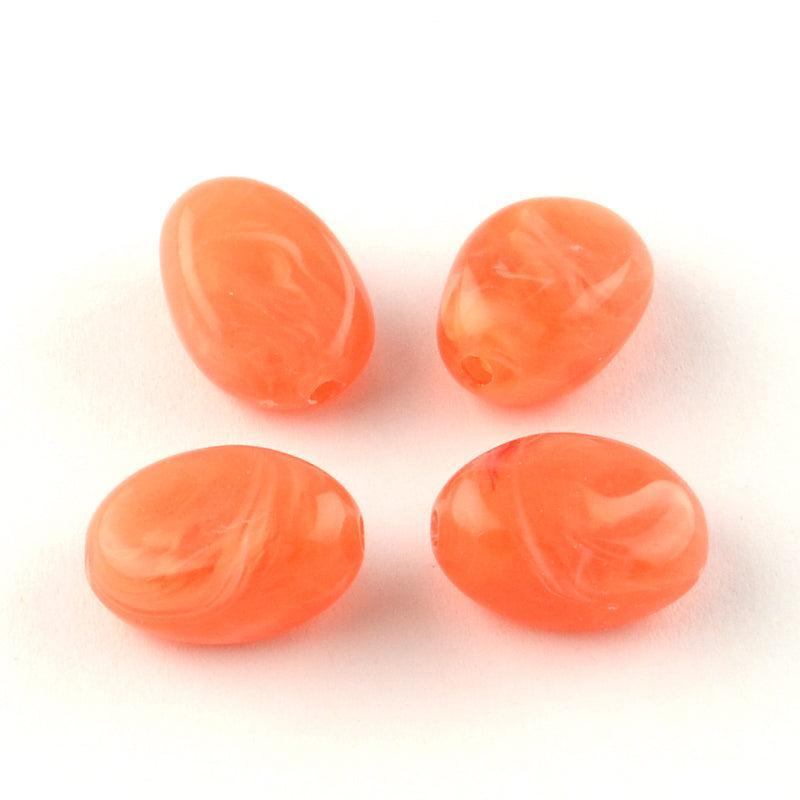 Acrylkralen ovaal licht oranje 18mm - per stuk-Kralen-Kraaltjes van Renate
