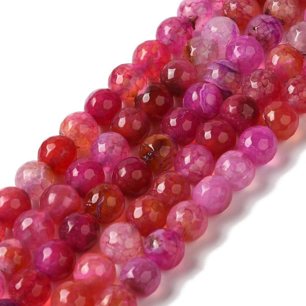 Agaat Dragon Veins facet Crimson Roze 8mm - per stuk-Kralen-Kraaltjes van Renate