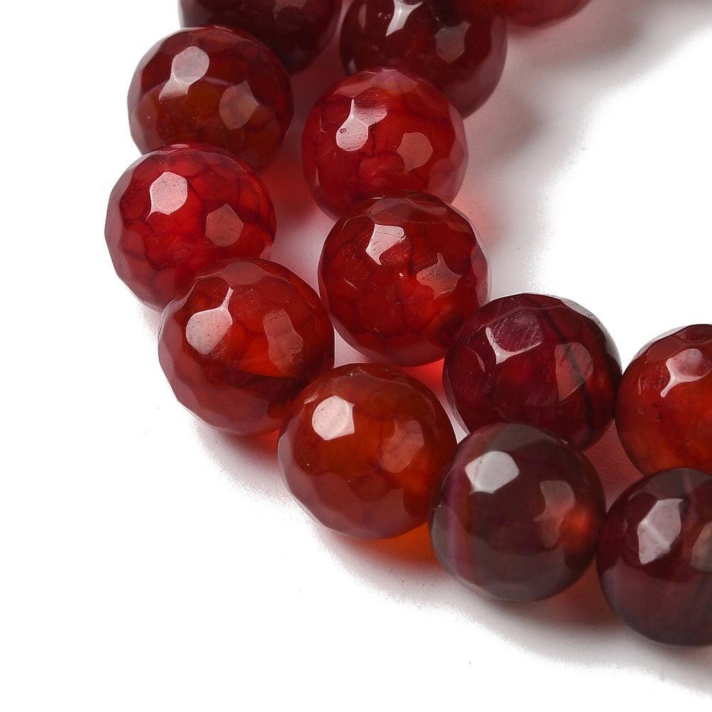 Agaat Dragon Veins facet Donker Rood/Roze 8mm - per stuk-Kralen-Kraaltjes van Renate