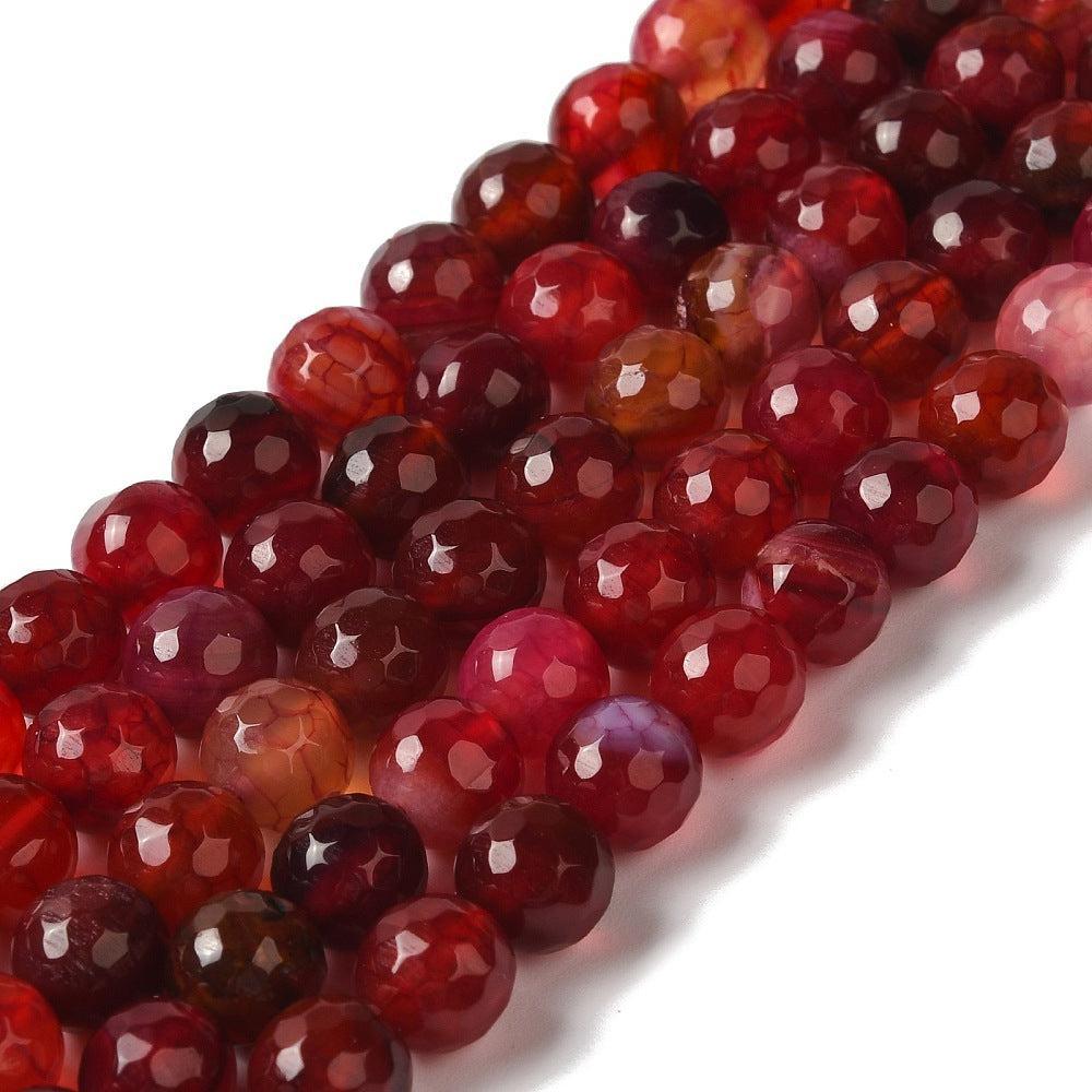Agaat Dragon Veins facet Donker Rood/Roze 8mm - per stuk-Kralen-Kraaltjes van Renate