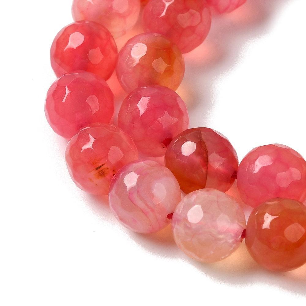 Agaat Dragon Veins facet Oranje Roze 8mm - per stuk-Kralen-Kraaltjes van Renate