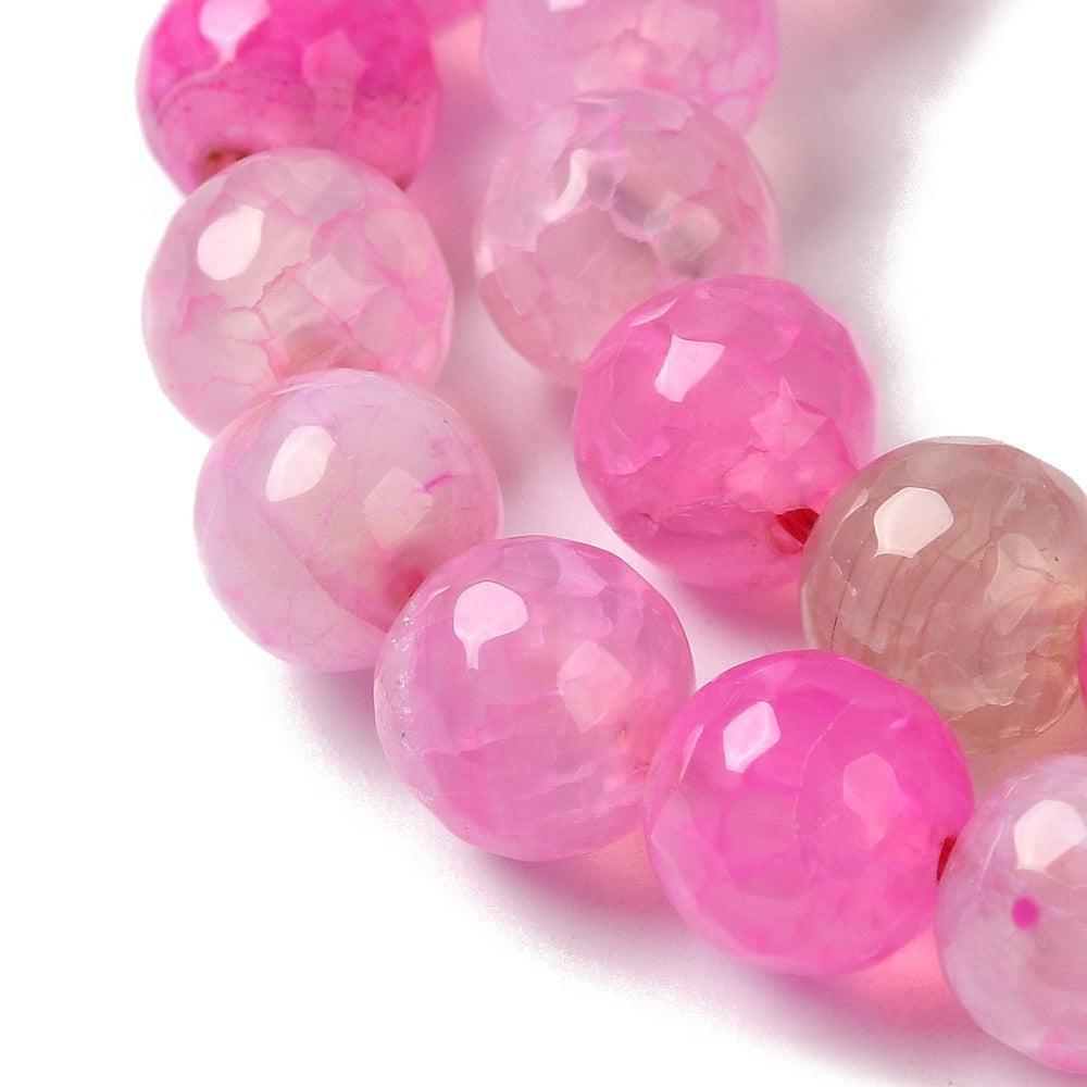 Agaat Dragon Veins facet Roze 8mm - per stuk-Kralen-Kraaltjes van Renate