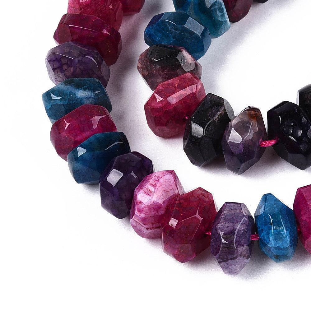 Agaat Kralen Facet Rondel Roze / Blauw 14mm - per stuk-Kralen-Kraaltjes van Renate