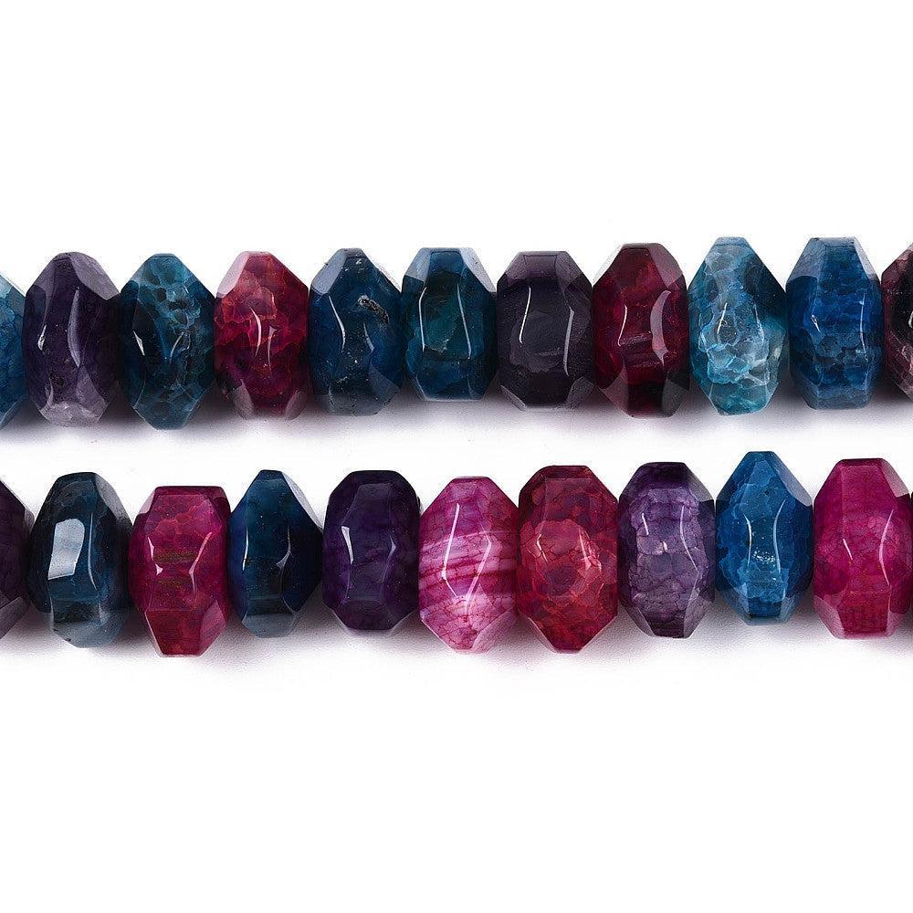 Agaat Kralen Facet Rondel Roze / Blauw 14mm - per stuk-Kralen-Kraaltjes van Renate