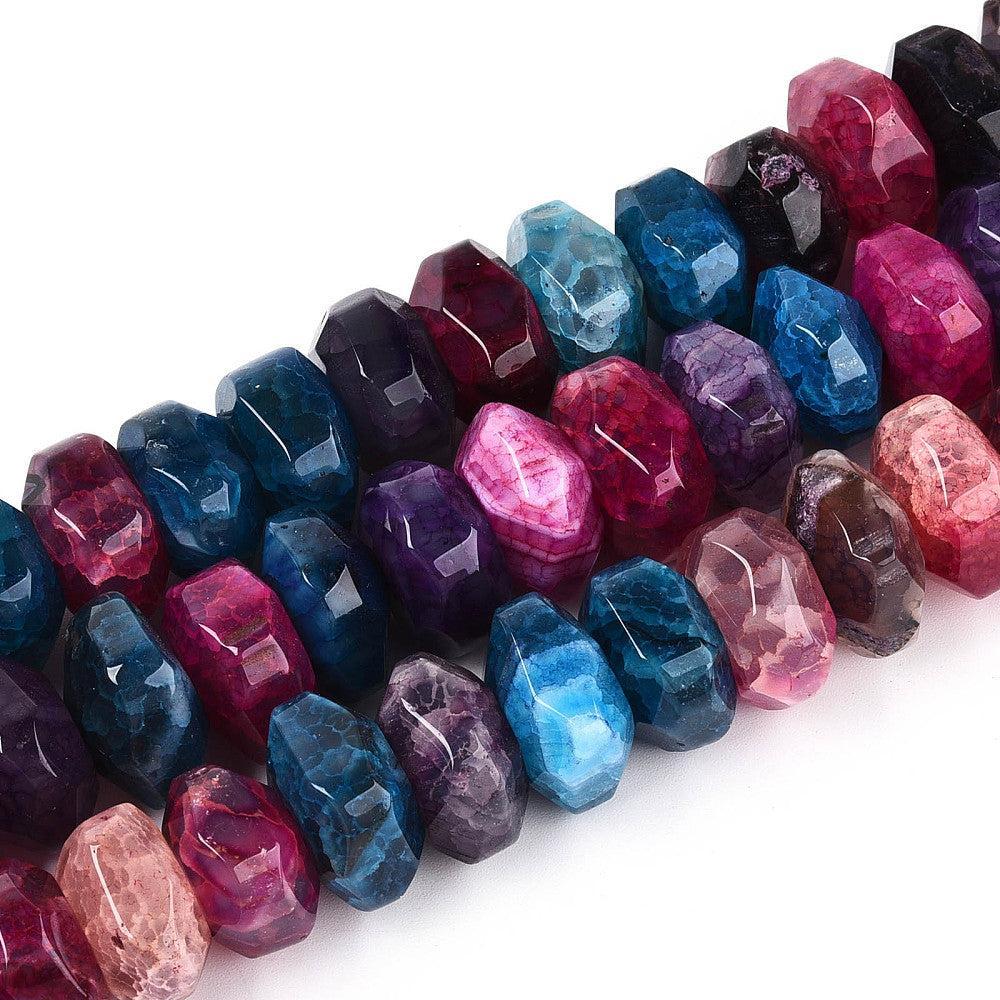Agaat Kralen Facet Rondel Roze / Blauw 14mm - per stuk-Kralen-Kraaltjes van Renate