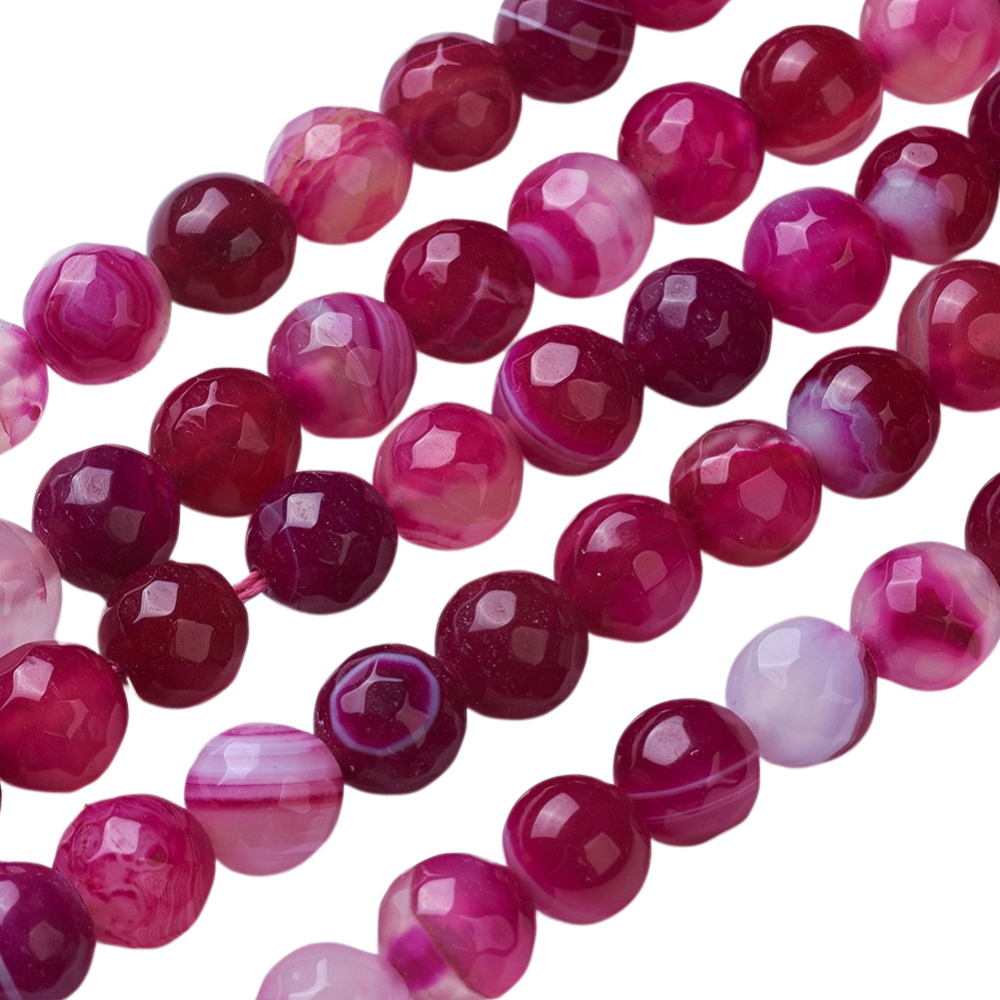 Agaat Striped facet Roze 8mm - per stuk-Kralen-Kraaltjes van Renate