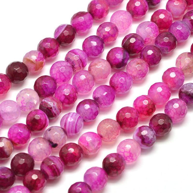 Agaat Striped facet Roze 8mm - per stuk-Kralen-Kraaltjes van Renate
