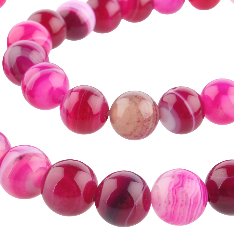 Agaat Striped rond Deep Pink 8mm - per stuk-Kralen-Kraaltjes van Renate