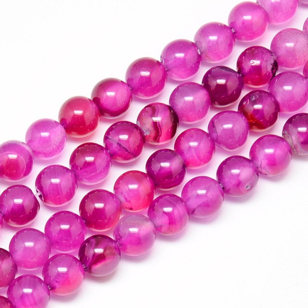 Agaat Striped rond Fel Roze 8mm - per stuk-Kralen-Kraaltjes van Renate