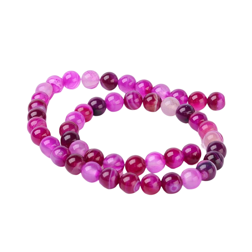 Agaat Striped rond Fuchsia 8mm - per stuk-Kralen-Kraaltjes van Renate