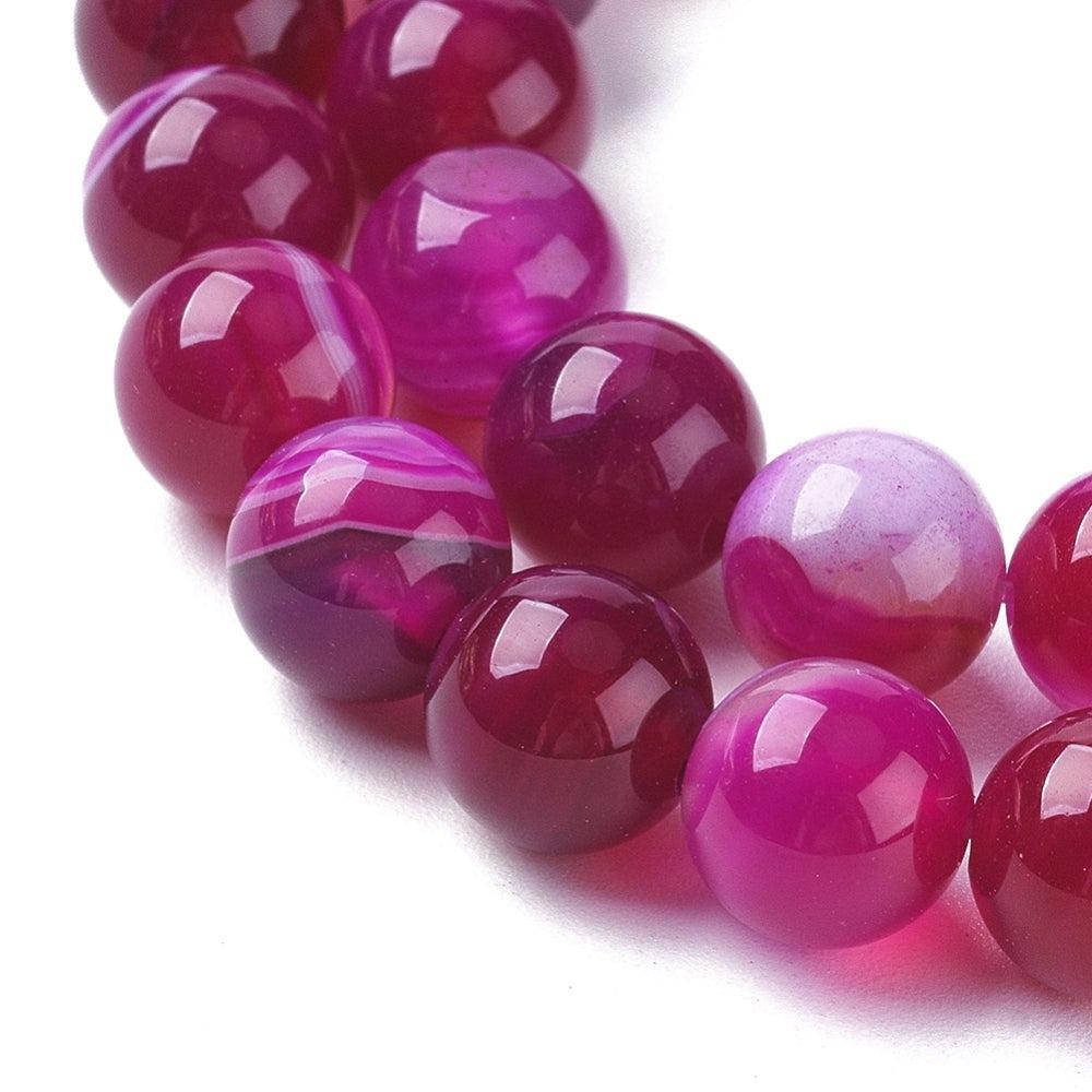 Agaat Striped rond Hot Pink 8mm - per stuk-Kralen-Kraaltjes van Renate
