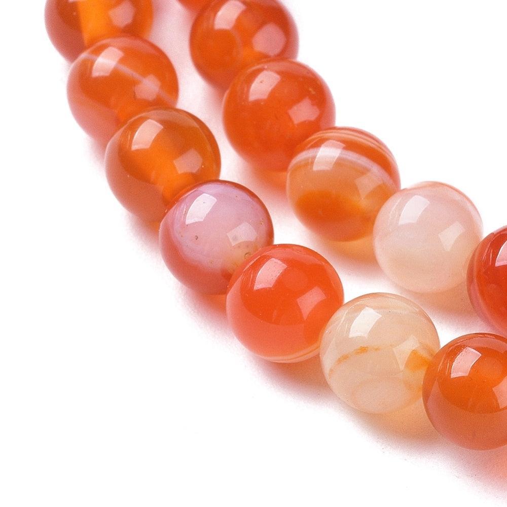 Agaat Striped rond Koraal Oranje 6mm - per 15 stuks-Kralen-Kraaltjes van Renate