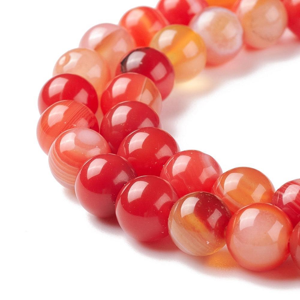 Agaat Striped rond Oranje 8mm - per stuk-Kralen-Kraaltjes van Renate