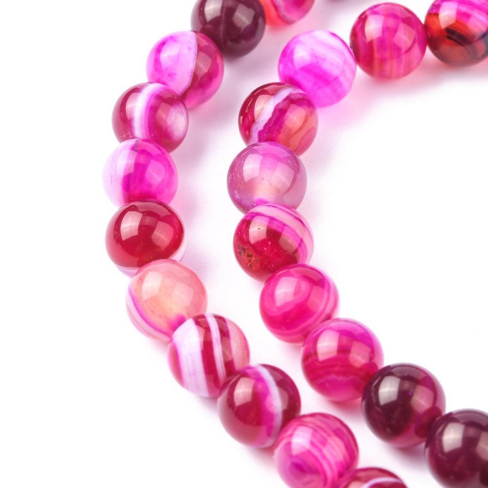 Agaat Striped rond Roze 8mm - per stuk-Kralen-Kraaltjes van Renate