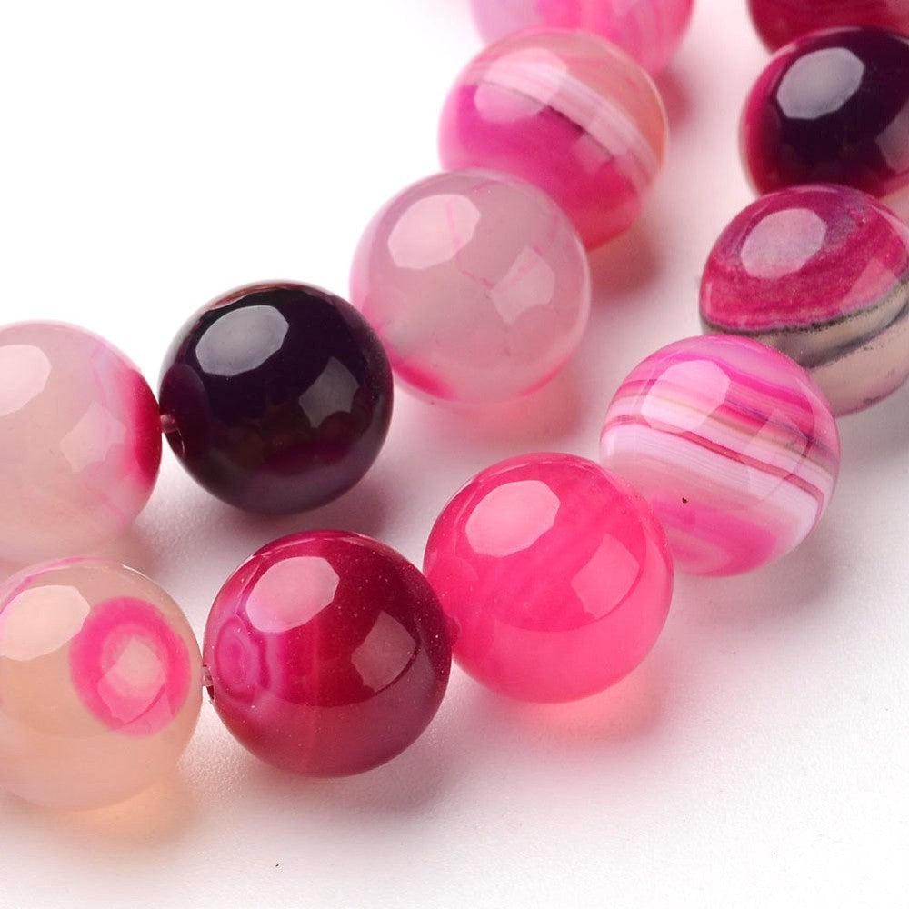 Agaat Striped rond Roze 8mm - per stuk-Kralen-Kraaltjes van Renate