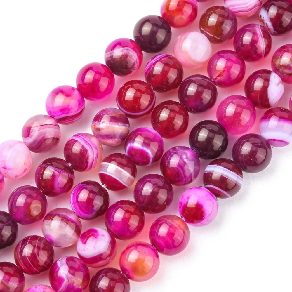 Agaat Striped rond Roze 8mm - per stuk-Kralen-Kraaltjes van Renate