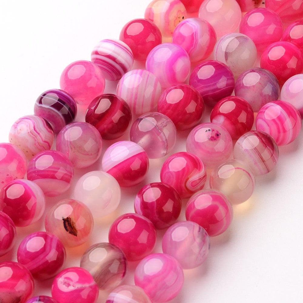 Agaat Striped rond Roze 8mm - per stuk-Kralen-Kraaltjes van Renate