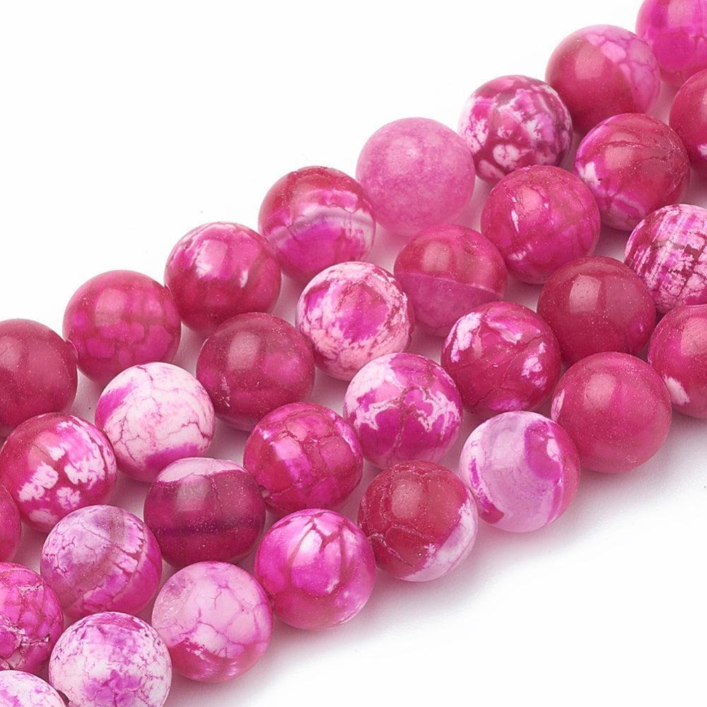 Agaat crackle rond Fuchsia 6mm - per 15 stuks-Kralen-Kraaltjes van Renate