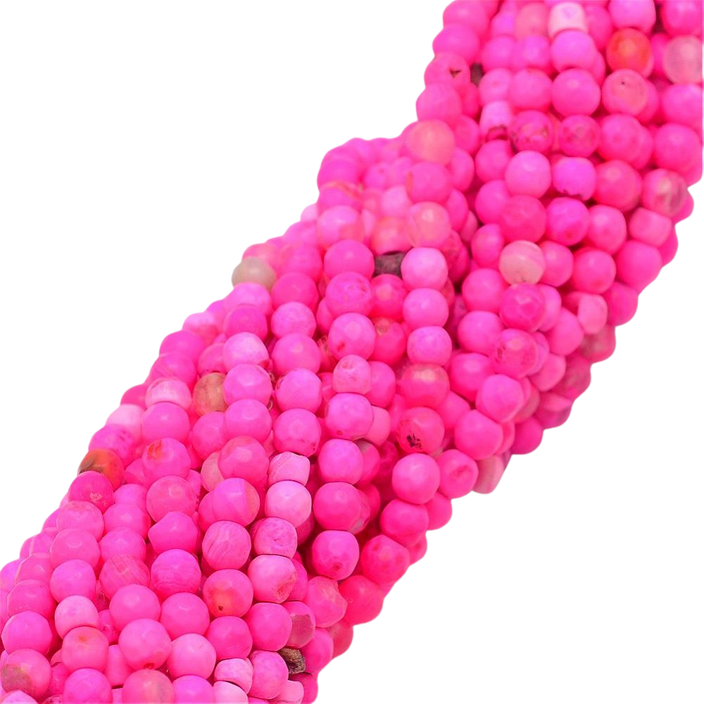 Agaat crackle rond facet Fuchsia 4mm - per 20 stuks-Kralen-Kraaltjes van Renate