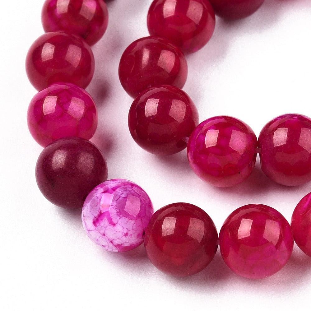 Agaat rond Fuchsia Roze 8mm - per stuk-Kralen-Kraaltjes van Renate