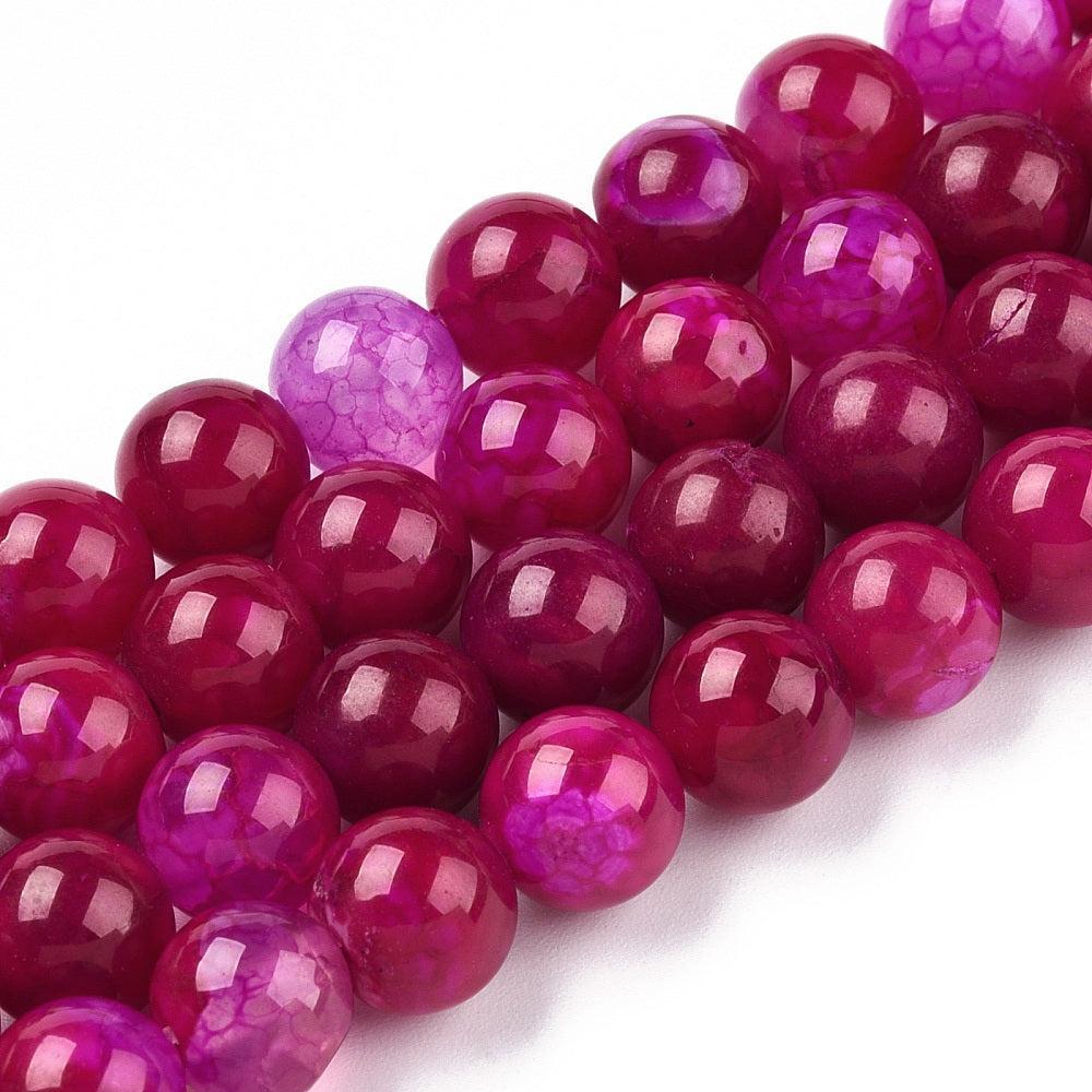 Agaat rond Fuchsia Roze 8mm - per stuk-Kralen-Kraaltjes van Renate