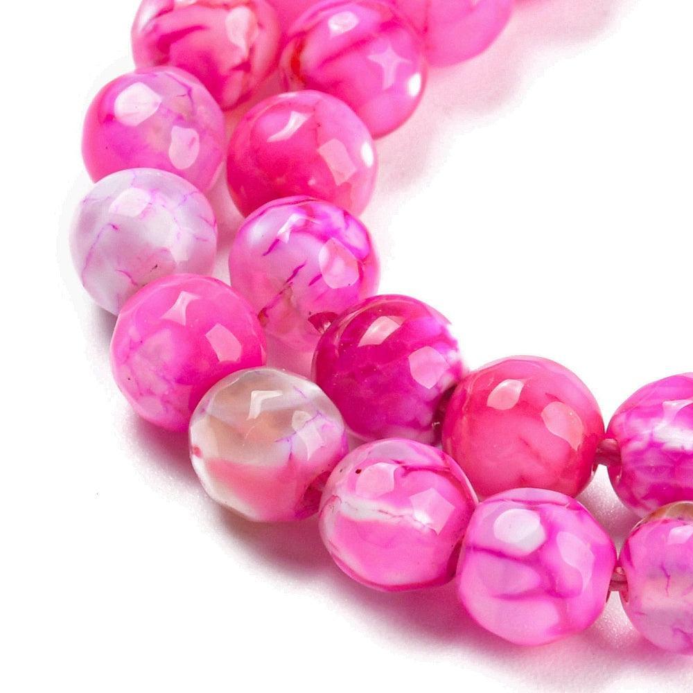 Agaat rond facet Fuchsia 6mm - per 15 stuks-Kralen-Kraaltjes van Renate