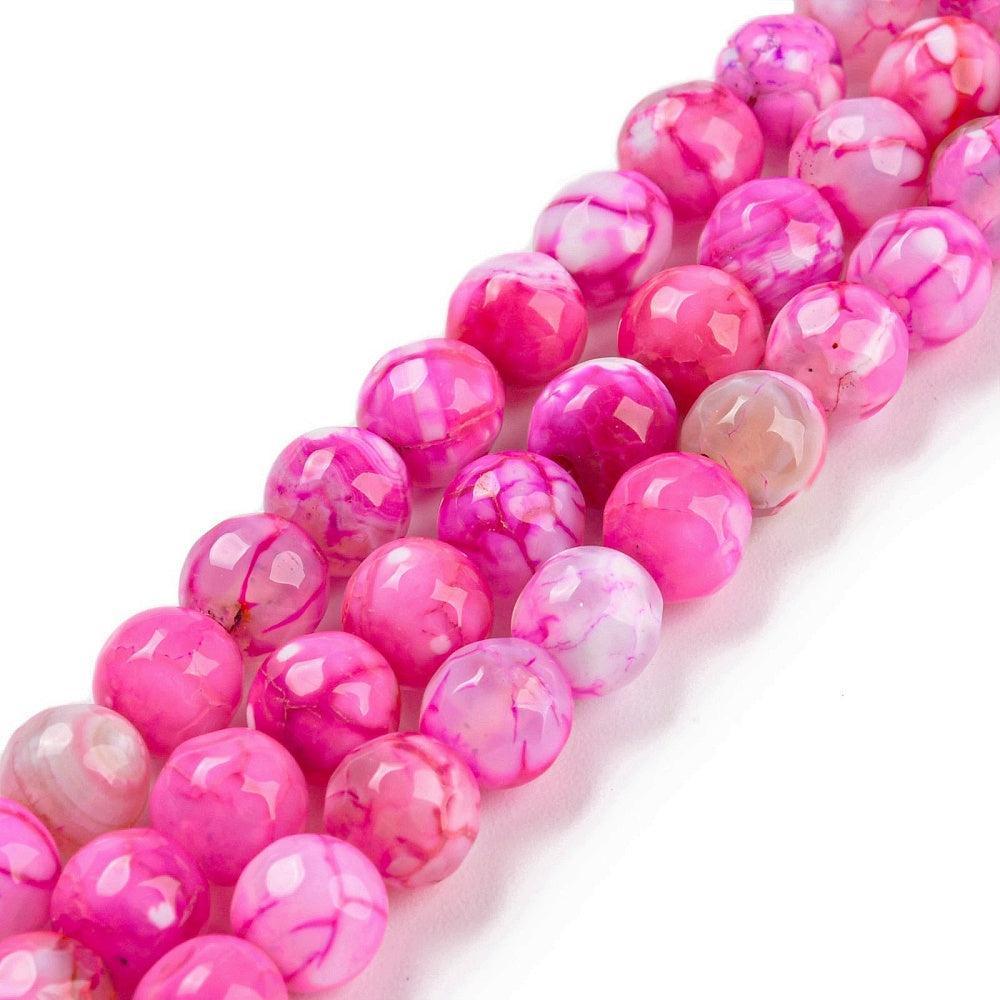 Agaat rond facet Fuchsia 6mm - per 15 stuks-Kralen-Kraaltjes van Renate